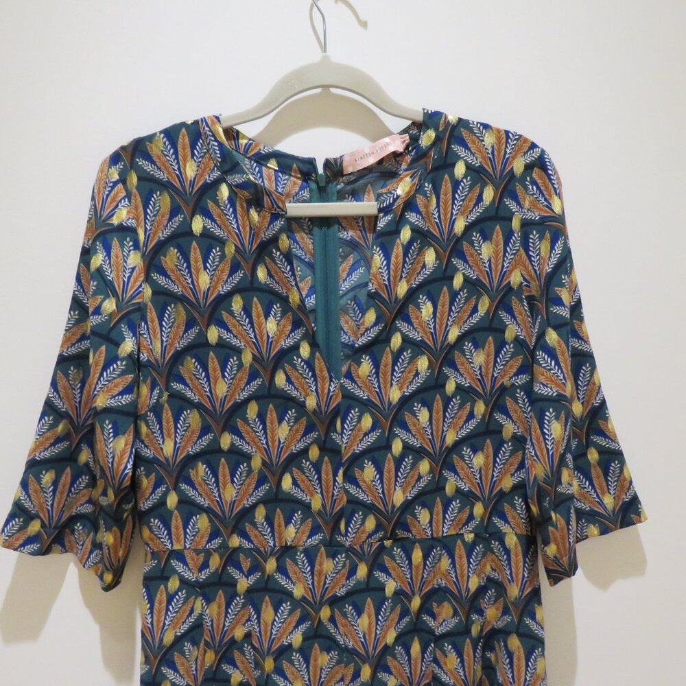 ANTHROPOLOGIE TRAFFIC PEOPLE Metallic Leaf Print Wide Leg Jumpsuit Boho - Size M - Picture 5 of 16